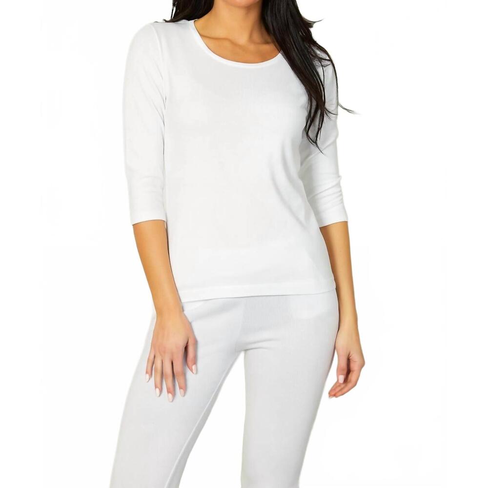 NEW ANGEL APPAREL 3/4 sleeve scoop neck top in white